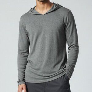 prAna Men's Hooded‎ T-Shirt Size Medium Grey Lightweight Pullover Athleisure